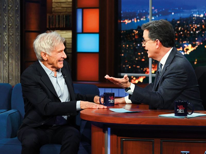 Harrison Ford and Stephen Colbert
