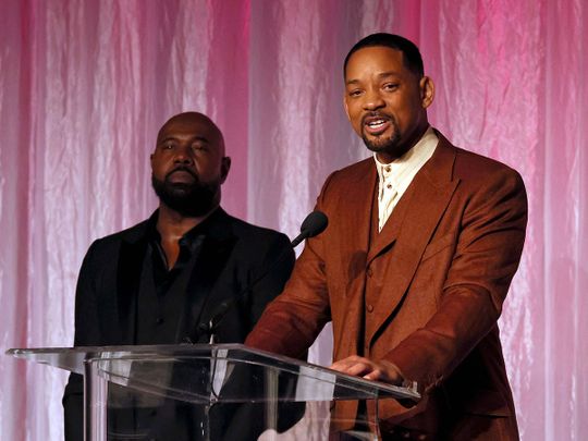  (L-R) Honorees Antoine Fuqua and Will Smith accept The Beacon Award for 