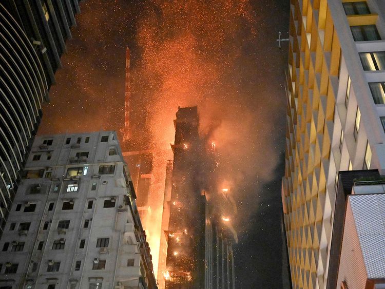 Video: Massive fire hits Hong Kong high-rise construction site