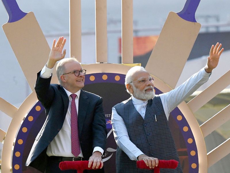 Indian Prime Minister Narendra Modi with his Australian counterpart Anthony Albanese 