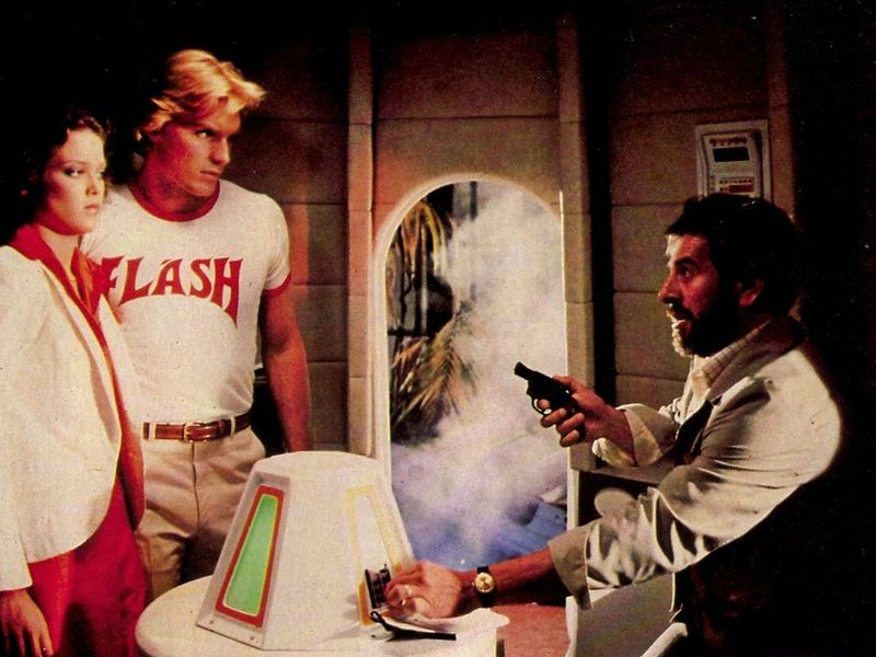 Melody Anderson, Sam J Jones and Chaim Topol in 'Flash Gordon' (1980)