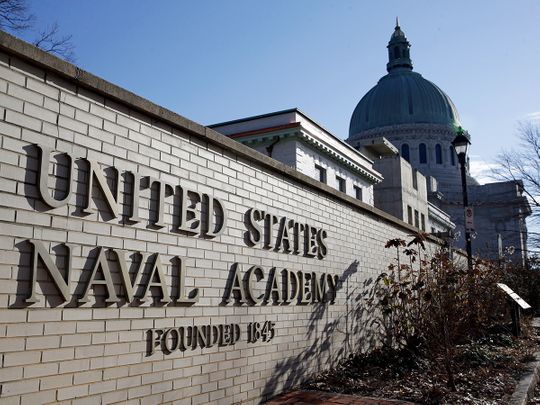 An entrance to the US Naval Academy campus in Annapolis, aryland