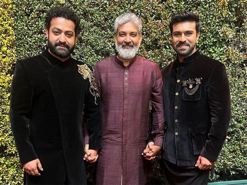 From Left: Jr NTR, SS Rajamouli and  Ram Charan