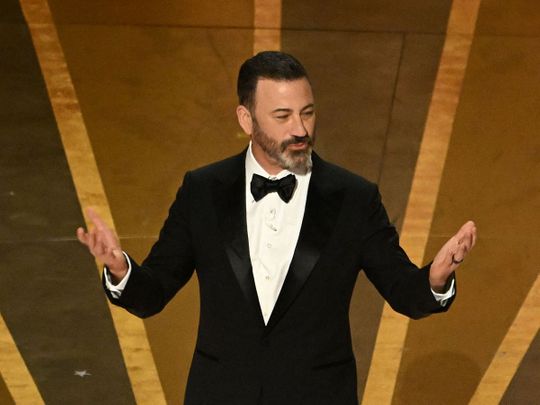 TV host Jimmy Kimmel speaks onstage during the 95th Annual Academy Awards at the Dolby Theatre in Hollywood, California on March 12, 2023.
