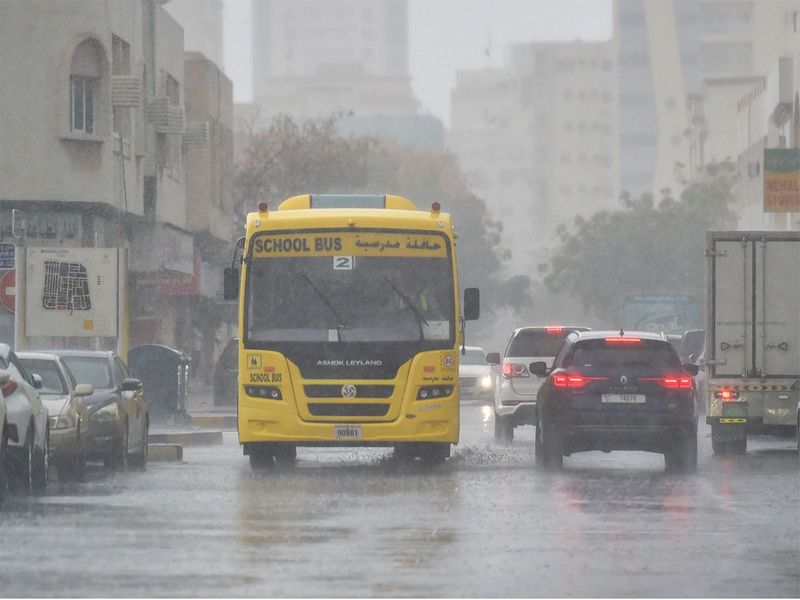 Heavy rain in Sharjah on Tuesday afternoon. 21st March 2023.