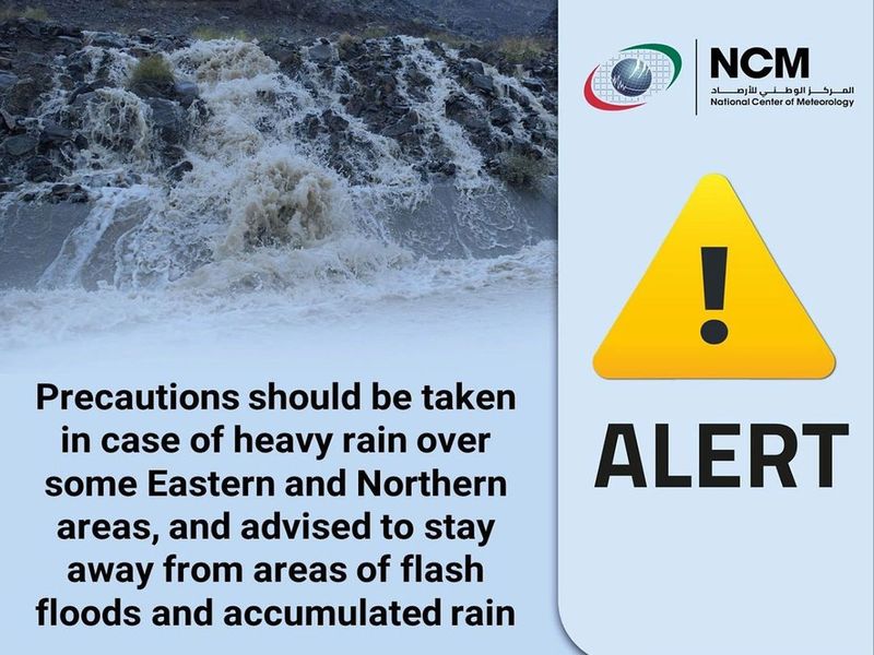 NCM shared a weather alert asking people to stay away from flood-prone areas. 