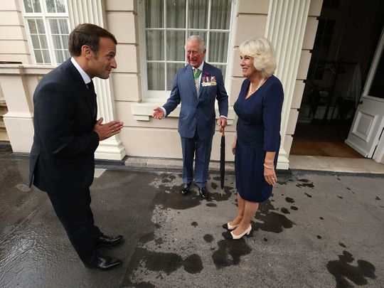 Britain's Prince Charles and Camilla macron