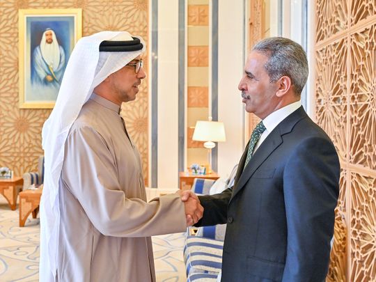 UAE Vice-President Sheikh Mansour bin Zayed Al Nahyan (left) with Faiq Zidan, President of the Supreme Judicial Council in Iraq.