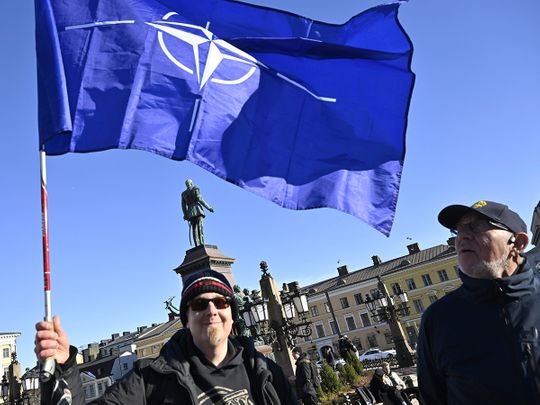 Finnish people celebrate their country's Nato membership