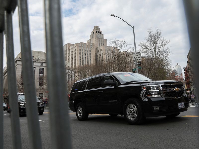 The motorcade of Donald Trump departs Manhattan Criminal Courthouse