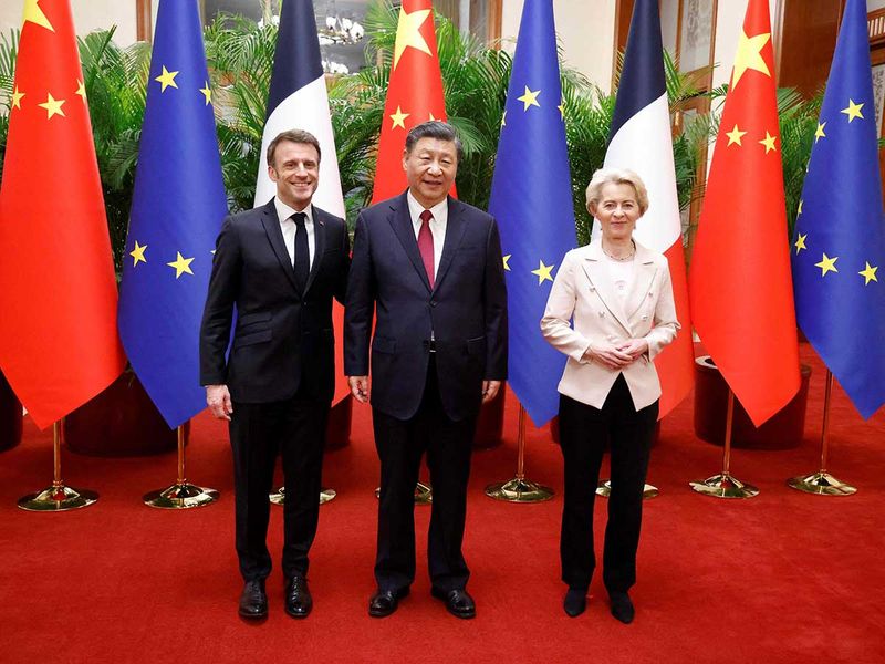 China’s President Xi Jinping Emmanuel Macron Ursula von de Leyen