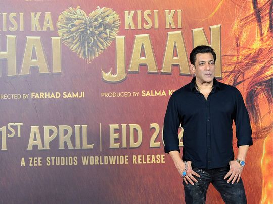Bollywood actor Salman Khan poses during the trailer launch of his upcoming film ‘Kisi Ka Bhai Kisi Ki Jaan' in Mumbai on April 10, 2023. 