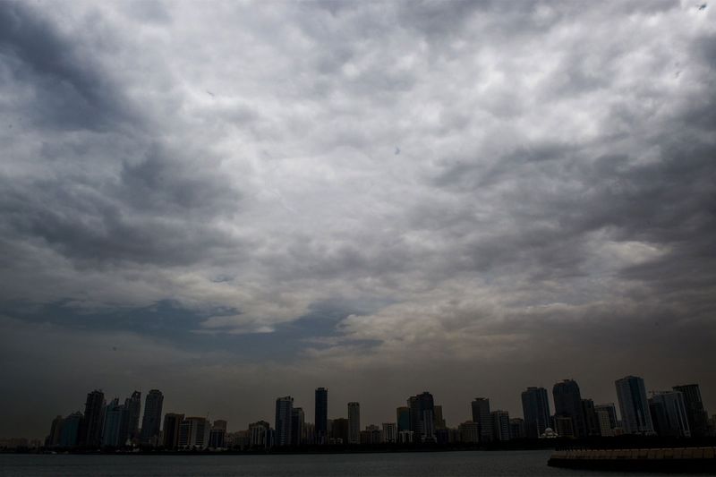 Dark clouds in Sharjah on Thursday.