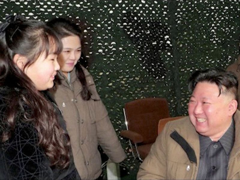 North Korean leader Kim Jong Un, his wife Ri Sol Ju and daughter Kim Ju Ae  