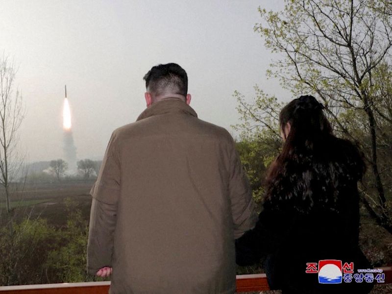 North Korean leader Kim Jong Un and his daughter Kim Ju Ae  