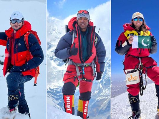 Shehroze Kashif Sajid Ali Sadpara and Naila Kiani on Nepal’s Mount Annapurna