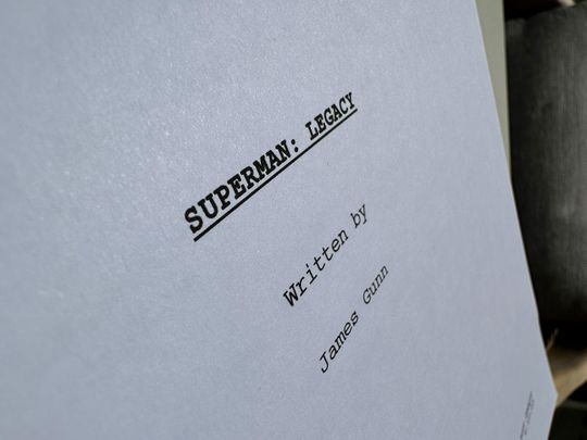 Image of script for 'Superman: Legacy' that Hollywood director James Gunn posted on social media.