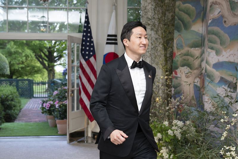 Kisun Chung, president and chief executive officer of HD Hyundai Co., arrives to attend a state dinner in honor of South Korean President Yoon Suk Yeol and South Korean First Lady Kim Keon Hee hosted by US President Joe Biden and First Lady Jill Biden at the White House in Washington, DC, US, on Wednesday, April 26, 2023. The US will strengthen the deterrence it provides South Korea against nuclear threats, securing a pledge from Seoul to honor commitments to not pursue its own atomic arsenal. 