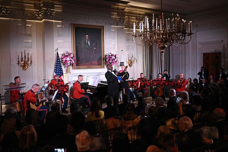 US actor and singer Norm Lewis performs during a State Dinner with US President Joe Biden and South Korean President Yoon Suk Yeol at the White House in Washington, DC, on April 26, 2023. 