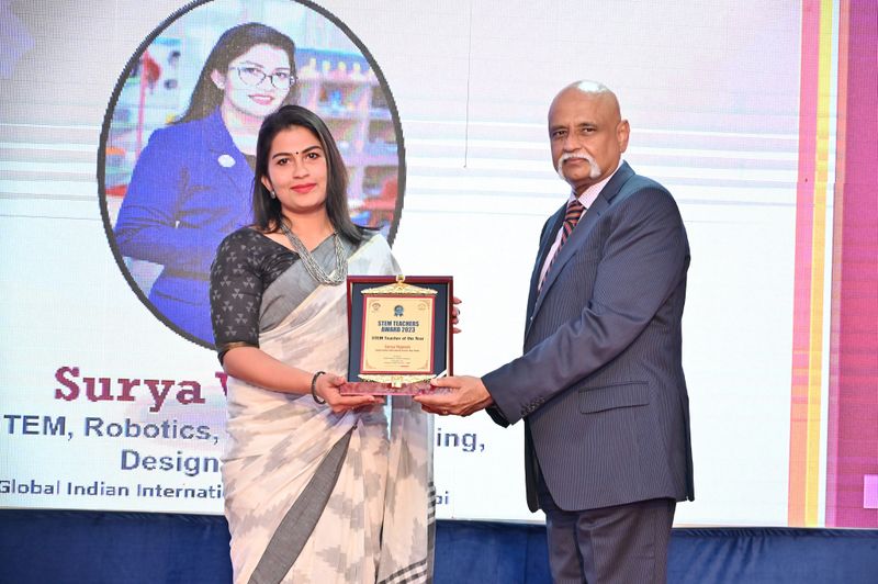 Surya Vignesh, from Global Indian International School in Abu Dhabi, shared the coveted STEM Teacher of the Year Award.