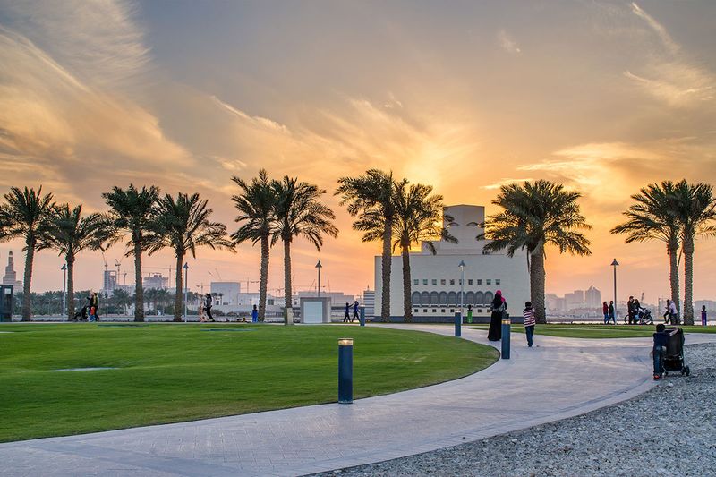  The Museum of Islamic Art Park on February 24, 2015 in Doha, Qatar.