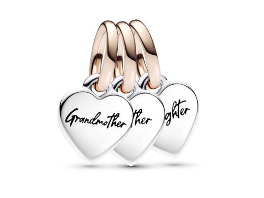 Pandora Two-tone Splittable Family Generation of Hearts Triple Dangle Charm AED 345-1683794171470