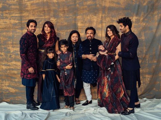 Bollywood actors Ayushmann and Aparshakti Khurana's family with thier  father P. Khurana