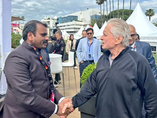 Michael Douglas meets Indian dignitaries at Cannes 2023 
