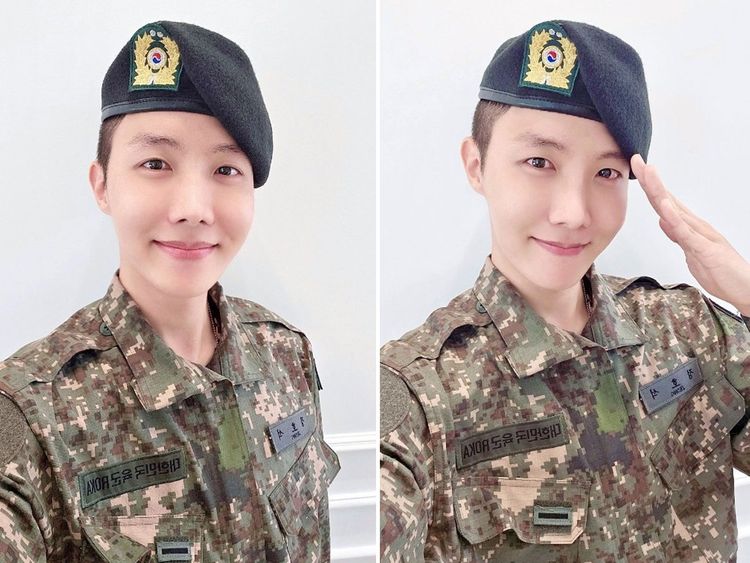 BTS's J-Hope finishes training, and shares photos in his military