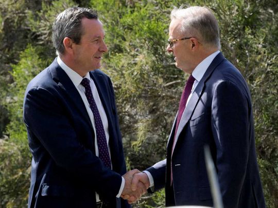 Australian Prime Minister Anthony Albanese meets WA Premier Mark McGowan