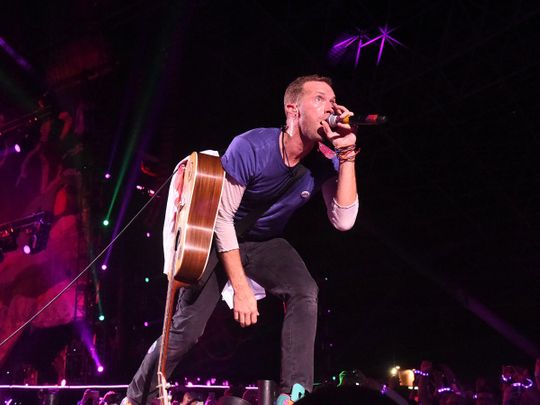 Coldplay's Chris Martin performing at Yas Island, Abu Dhabi, in 2017.