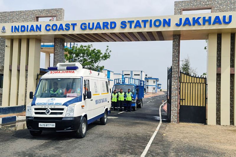 Indian Coast Guard (ICG) prepares for rescue and relief operations at coastal and low-lying areas in view of impending Cyclone Biparjoy on Thursday. 