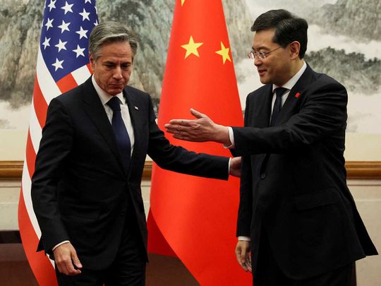 US Secretary of State Antony Blinken meets  with China's Foreign Minister Qin Gang 