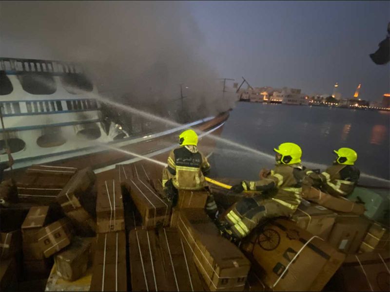 Dhow fire Dubai Civil Defense
