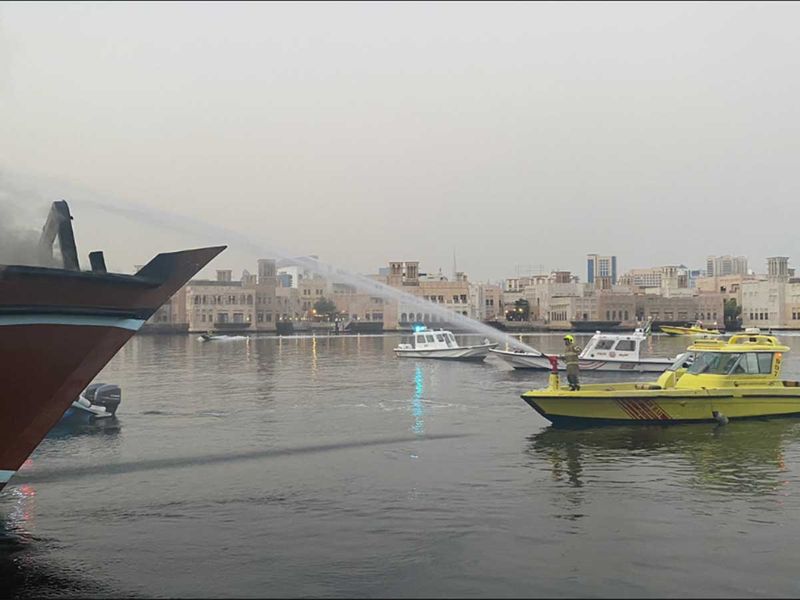 Fire Engulfs Wooden Boat In Dubai Uae Gulf News 
