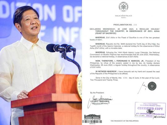 Philippine Presiden Ferdinand Marcos Jr Eid holitday