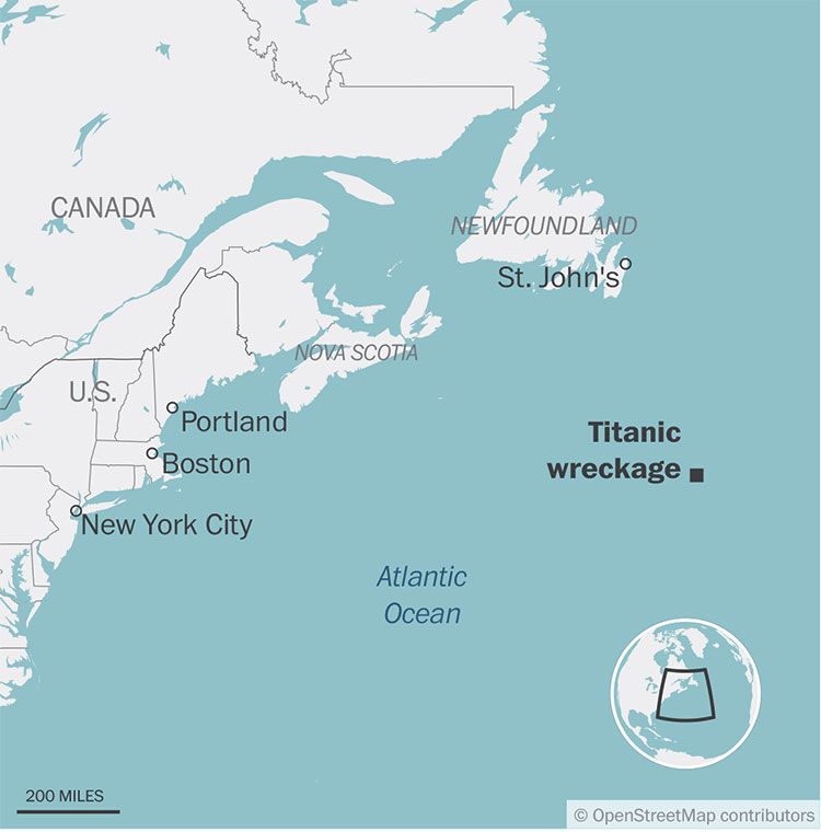 Location of the Titanic wreckage.
