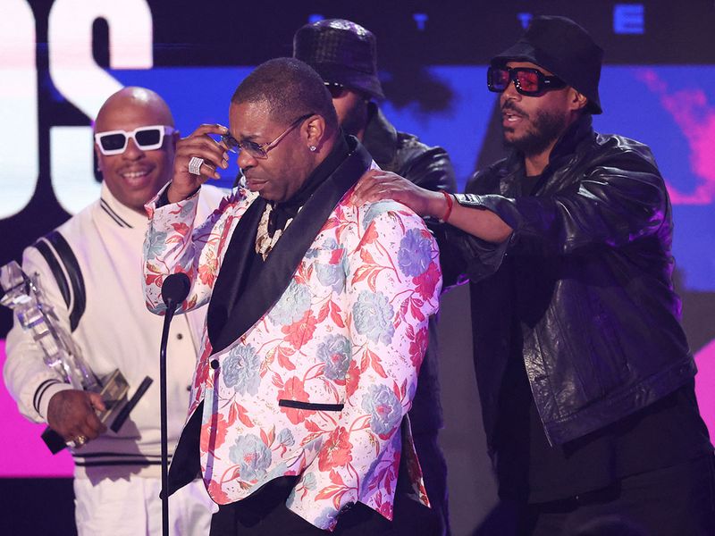 Busta Rhymes accepts the Lifetime Achievement award at the BET Awards in Los Angeles, California, U.S. June 25, 2023. 