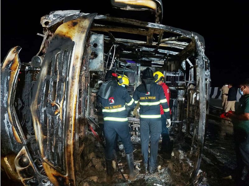 India: 25 people charred to death as bus catches fire in Maharashtra