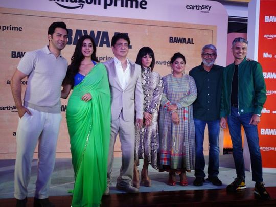 The cast and crew of 'Bawaal' at their trailer launch at QE2 in Dubai