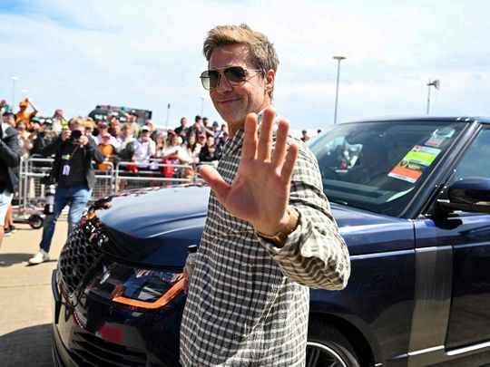 US actor Brad Pitt arrives for the Formula One British Grand Prix at the Silverstone motor racing circuit in Silverstone, central England on July 9, 2023.