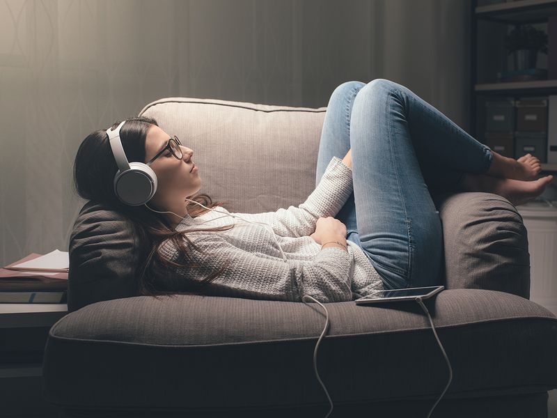 Person listening to music