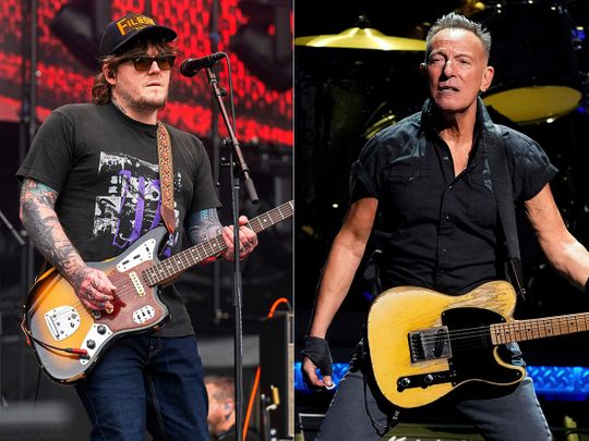 A combination photo of Bruce Springsteen (right) and The Gaslight Anthem's Mark