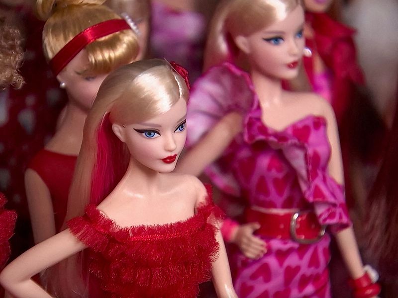 A screen grab shows Matthew Keith's collection of Barbie dolls during an interview with Reuters in Los Angeles, California, U.S., July 21, 2023.