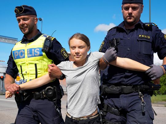 Climate activist Greta Thunberg is detained by police
