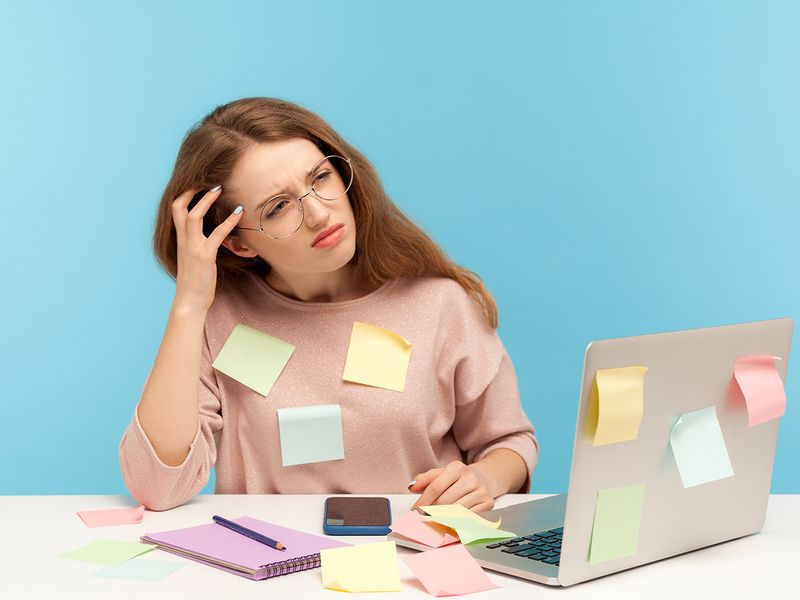 Woman with sticky notes