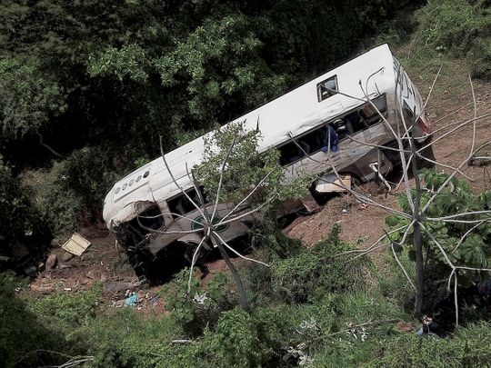 View of the site of a road accident in Tepic, Nayarit State, Mexico.  