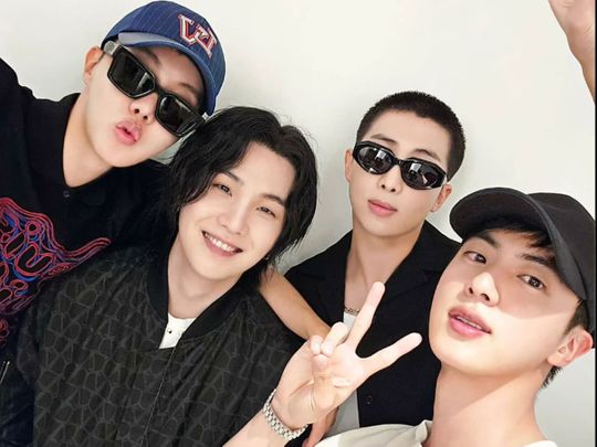 BTS' Jin shares pics with #RM, #Suga and #JHope at #DDAY_TheFinal_D3 concert in #Seoul with the captions 