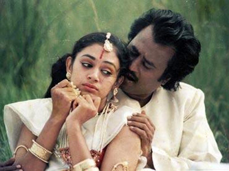 Rajinikanth and Shobhana in 'Thalapathi' (1991).
