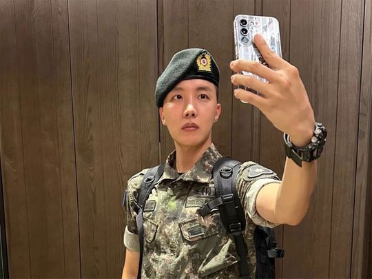 J-Hope shares new photos in his military uniform.